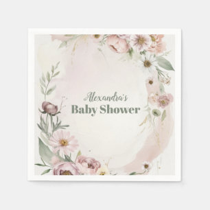 Baby in Bloom Blush Spring Floral Baby shower Servet