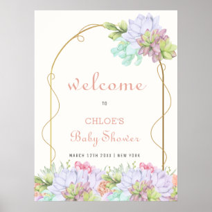 Baby in Bloom Boho Arch Cactus Baby shower Welkom Poster