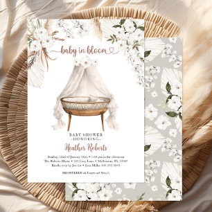 Baby in Bloom Boho Baby shower Nodig Pampas Flora Kaart