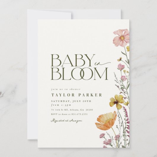 Baby in Bloom Boho Baby shower Uitnodiging (Voorkant)