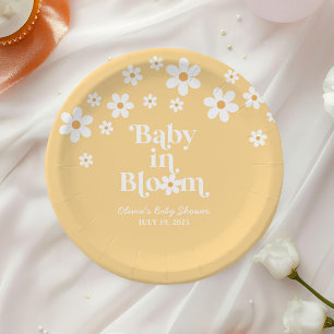 Baby in Bloom boho Daisy Gele Baby Shower Papieren Bordje