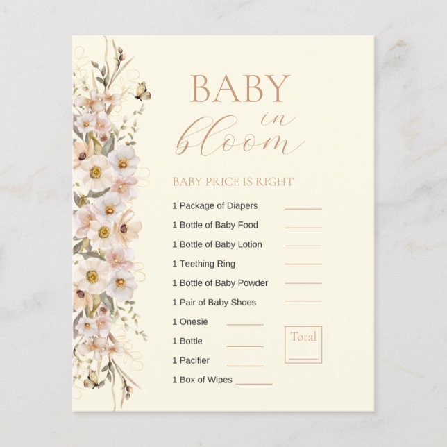 Baby in bloom boho neutraal Baby shower spel (Voorkant)