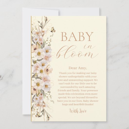 Baby in Bloom Boho Neutral Baby shower Bedankkaart (Voorkant)