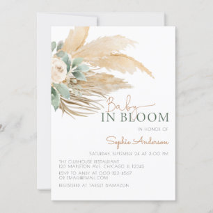 Baby in bloom boho pampas baby shower invita kaart