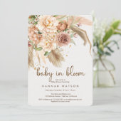 Baby in bloom boho pampas baby shower kaart (Staand voorkant)
