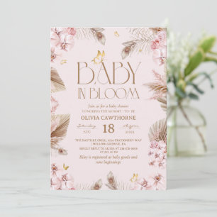 Baby in Bloom Boho Pampas Gras Baby Shower Kaart