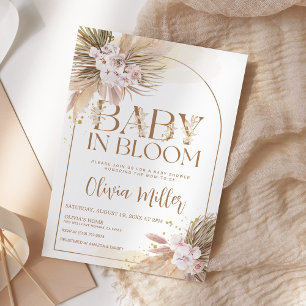 Baby in Bloom Boho Pampas Grass Baby shower Kaart