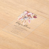 Baby in Bloom Boho Pampas Grass Shower Acryl Uitnodigingen (Laagn)