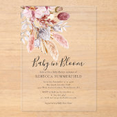 Baby in Bloom Boho Pampas Grass Shower Acryl Uitnodigingen (Voorkant)
