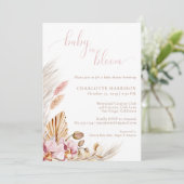 Baby in Bloom Boho Pink Pampas Grass | BABY SHOWER Kaart (Staand voorkant)