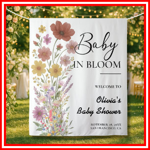 Baby in Bloom Boho Wilde Bloemenscherm Wandkleed