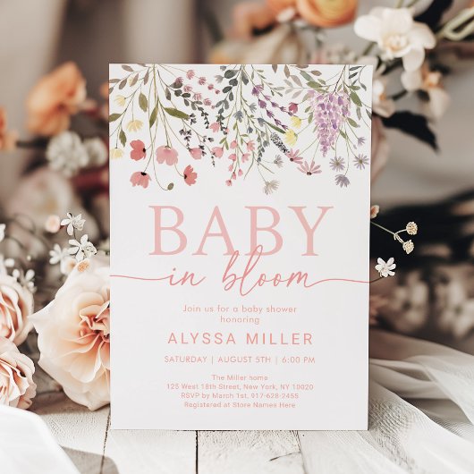 Baby in Bloom Boho Wildflower Baby shower Kaart