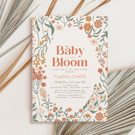 Baby in Bloom Boho Wildflower Meisje Baby shower Kaart