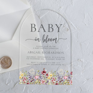 Baby in Bloom Boho Wildflowers Arch Baby shower Acryl Uitnodigingen
