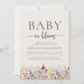 Baby in Bloom Boho Wildflowers Beige Baby shower Kaart (Voorkant)