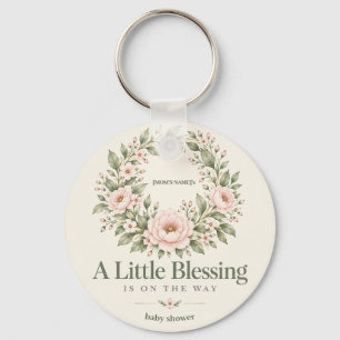 Baby in Bloom Botanische Baby Shower Sleutelhanger