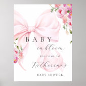 Baby in Bloom Bow Baby Shower Welcome Poster (Devant)