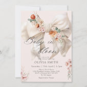 Baby in Bloom Bow Floral Baby shower Kaart (Voorkant)