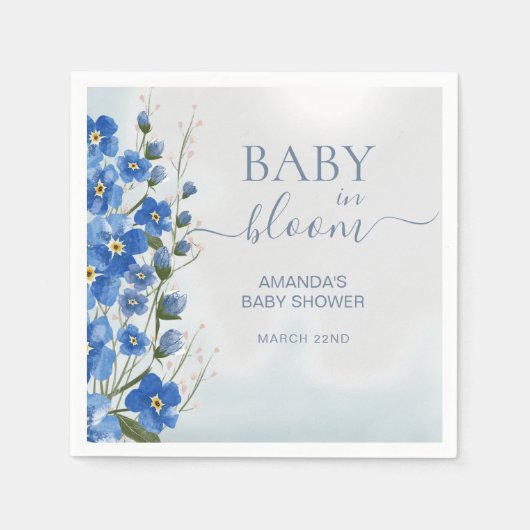 Baby in Bloom Boy Blue Bloemendouche Servet (Voorkant)