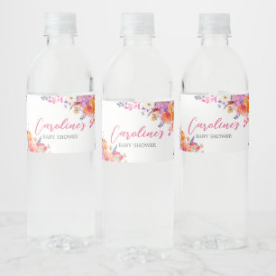 Baby in Bloom Bright Floral Baby shower Waterfles Etiket
