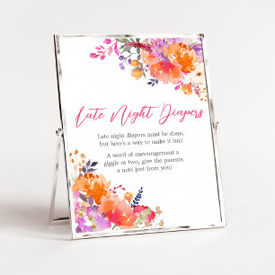Baby in Bloom Bright Floral Late Night Luiers Poster