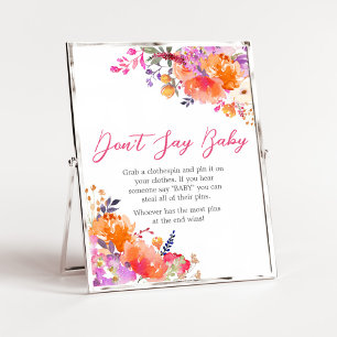 Baby in Bloom Bright Floral Zeg geen Baby Poster