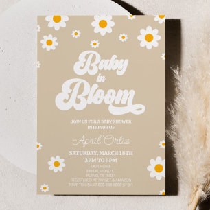 Baby in Bloom Bruin Retro Daisy Flower Baby shower Kaart