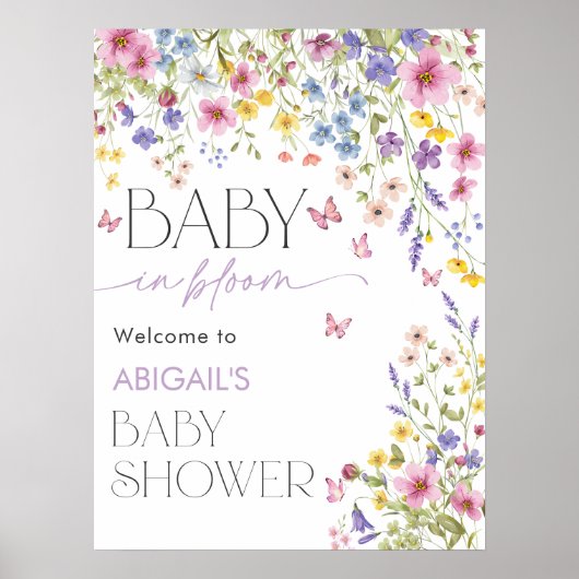 Baby in Bloom Butterfly Baby Shower Welcome 18x24 Poster (Voorkant)