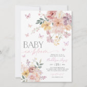 Baby in Bloom Butterfly Floral Peach Baby shower Kaart (Voorkant)