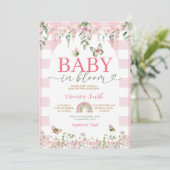 Baby in Bloom Butterfly Pink Bow Baby Shower Kaart (Staand voorkant)