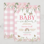 Baby in Bloom Butterfly Pink Bow Baby Shower Kaart (Voorkant / Achterkant)