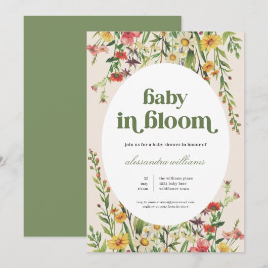 Baby in Bloom Cream Floral Baby shower Invitation (Devant / Derrière)