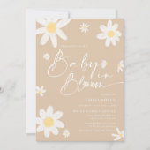Baby in Bloom Daisy Baby shower beige Invitation (Devant)