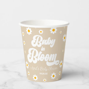 Baby in Bloom Daisy Flower Floral Tan Baby shower Papieren Bekers