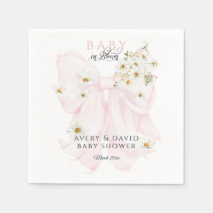 Baby in Bloom Daisy Pink Bow Girl Baby shower Servet