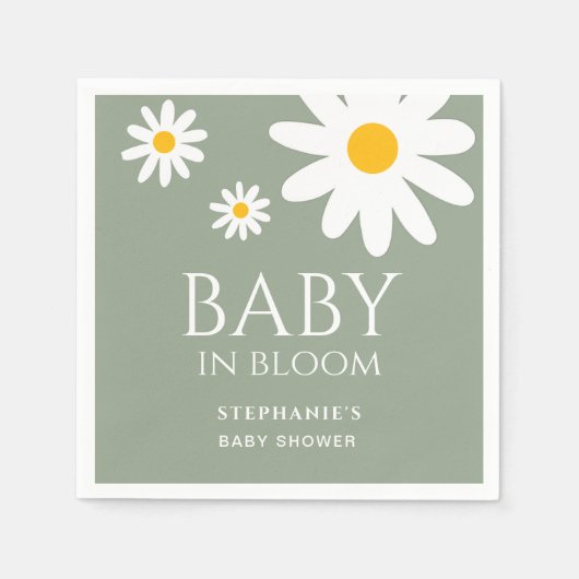 Baby in Bloom Daisy Sage Green Baby Shower Servet (Voorkant)