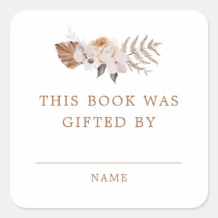 Baby In Bloom Donkere Terracotta Boho Boek Cadeau Vierkante Sticker