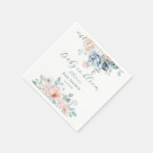 Baby in Bloom Dusty Blue Blush Peony Baby shower Servet (Hoek)