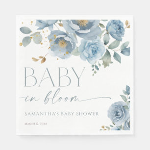 Baby in Bloom Dusty blue floral boy baby shower Servet