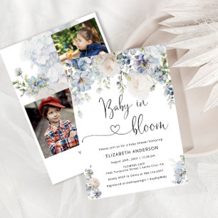 Baby in Bloom Elegant Bloemen Baby shower Foto Kaart