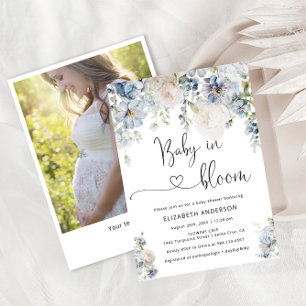 Baby in Bloom Elegant Bloemen Baby shower Foto Kaart