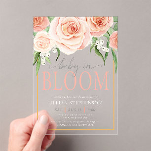 Baby In Bloom Élégant Invitation de Baby Shower Fl