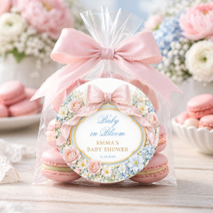 Baby in Bloom Elegante Roze Strik Ouderwetse Baby  Ronde Sticker