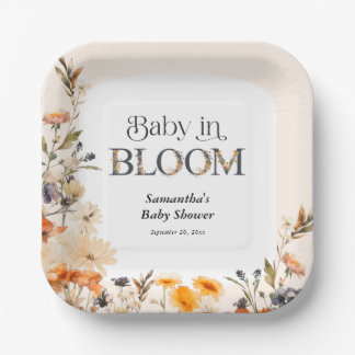 Baby in Bloom Elegante Waterverf Herfst Wilde Bloe Papieren Bordje