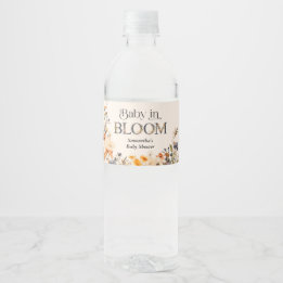 Baby in Bloom Elegante Waterverf Herfstveldbloemen Waterfles Etiket
