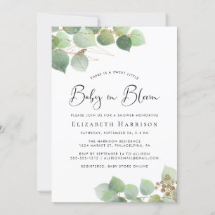 Baby in Bloom Eucalyptus Waterverf Shower Kaart