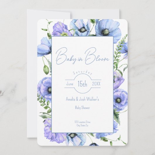 Baby in Bloom Fleur sauvage Baby shower Invitation (Devant)