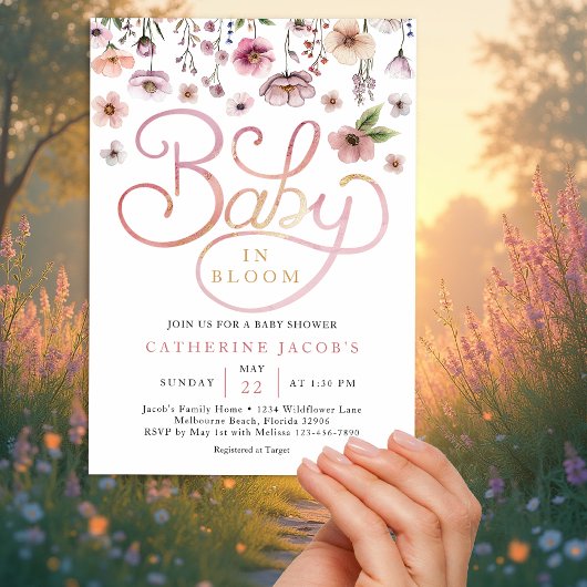 Baby in Bloom Fleur sauvage Baby shower Invitation
