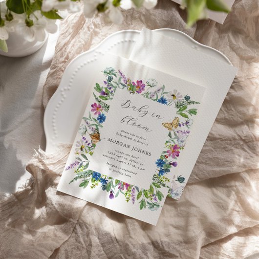 Baby In Bloom Fleur sauvage Invitation Baby shower