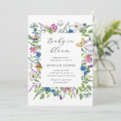 Baby In Bloom Fleur sauvage Invitation Baby shower (Debout devant)
